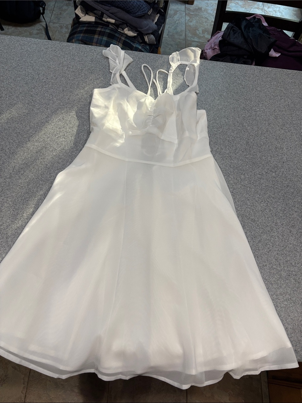 SHEIN Elegant White Ruffled Slip Dress